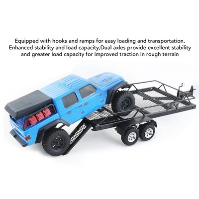 #ad Metal Flatbed Trailer with Hook Hitch Heavy Duty High Stability RC Dual Axles $57.90