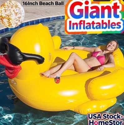 Oversized Duck Pool Float for Grown-Ups - 67in Inflatable Raft, XXL Sturdy PVC