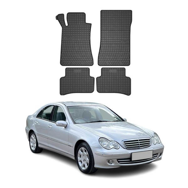 Omac Gummi FußMatten FüR Mercedes C Klasse W203 2000-2007 Automatten Schwarz 4X-image