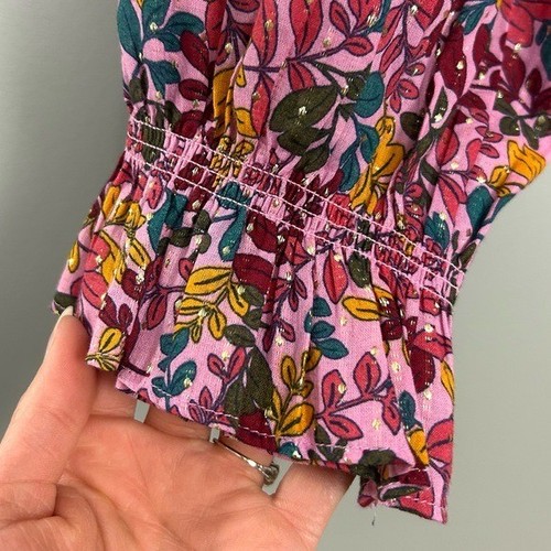 Talbots Ruffled Button Front Blouse Women’s Size 3X Floral Metallic Colorful - Picture 5 of 9