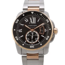 CARTIER Calibre de Cartier 42mm Steel 18K Rose Gold Black Dial W7100054