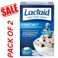 2PACK-Lactaid Fast Act Caplets Travel Packs Lactose Intolerance Relief 96 Count