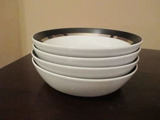 4 Mikasa Pivotal Ben Seibel Montina SOUP BOWL 5023 Black Silver 7" VTG