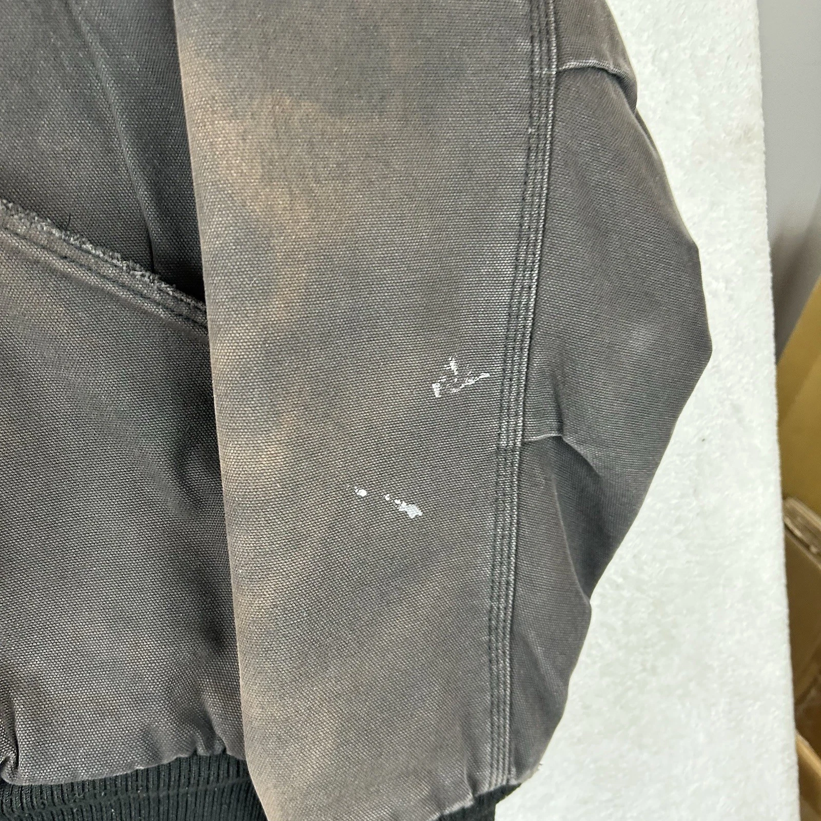 WALLS Hooded Distressed Dark Brown Zip Up Duck Canvas Work Jacket Men L Sun Fade image 3