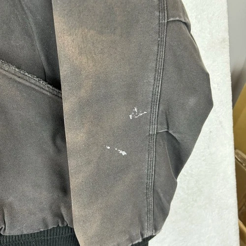 WALLS Hooded Distressed Dark Brown Zip Up Duck Canvas Work Jacket Men L Sun Fade image 3