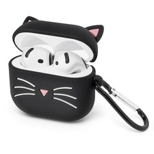 Mouzor for AirPods 4 Case, Cute Black Whisker Cat 4,