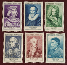 France 1955 N° 1027 à 1032, CELEBRITES FRANCAISES XII au XXème SIECLE , NEUF**