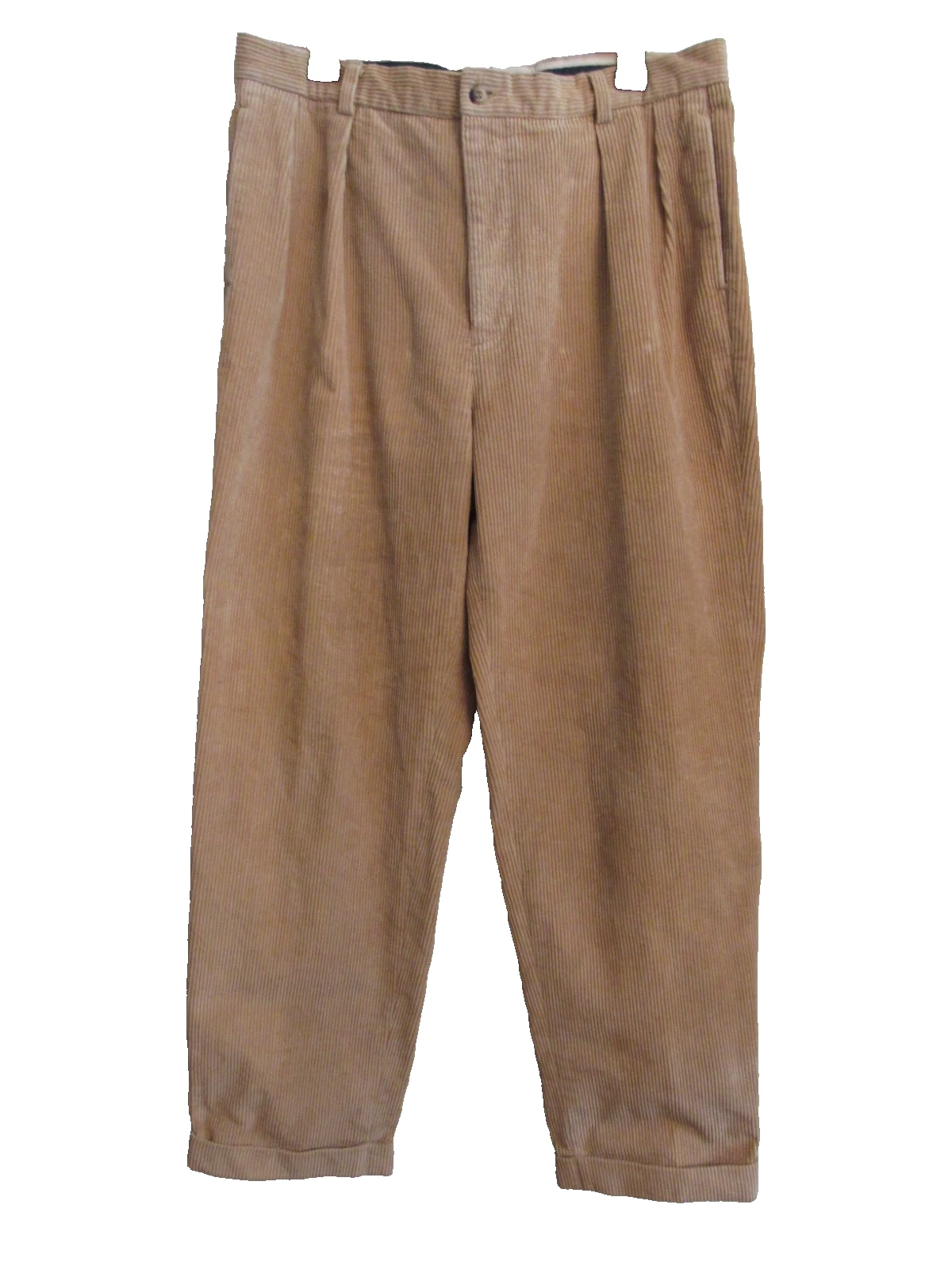 VTG Nautica tan wide wale corduroy pleated cuffed pants 36X32 (35X31)