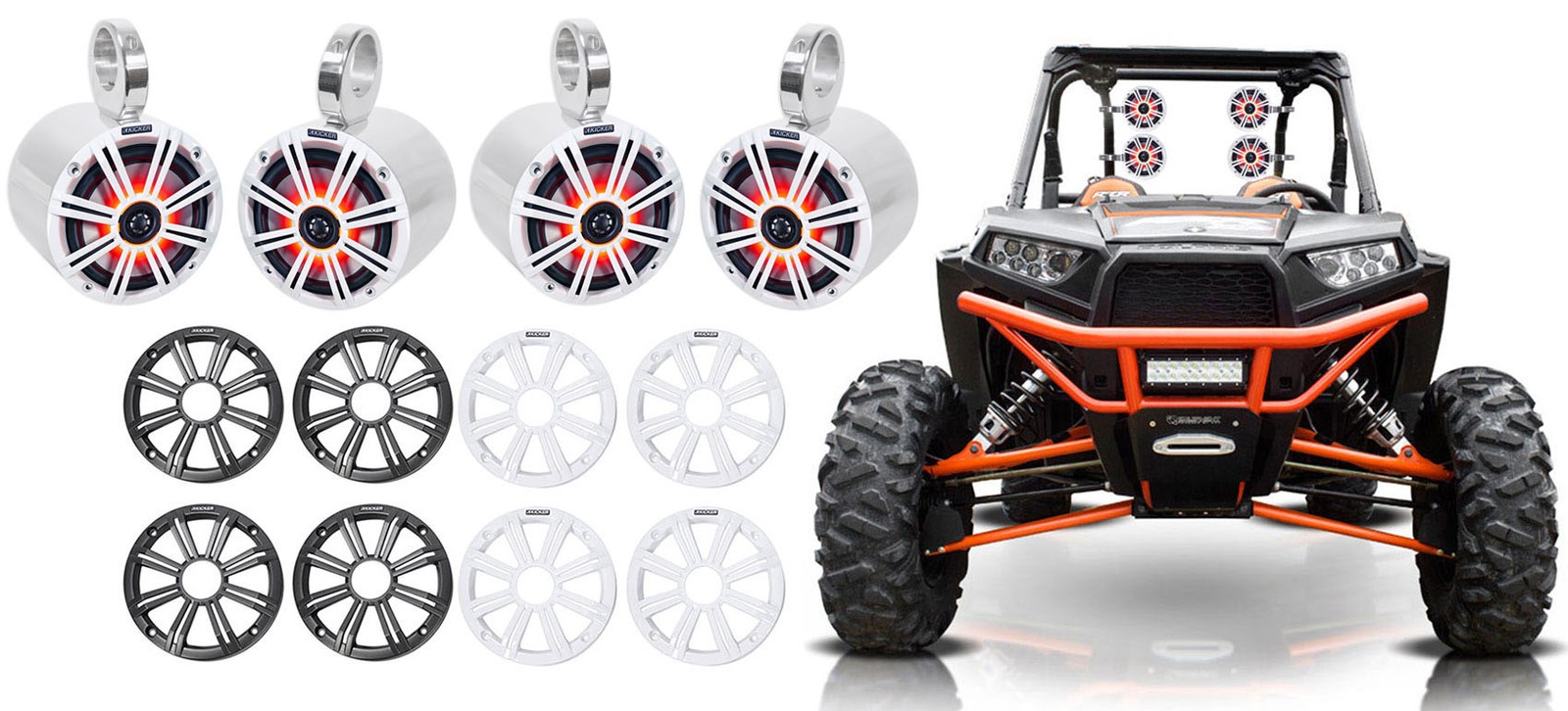 4 Серебристые светодиодные колонки KICKER 45KM654L 65 мощностью 390 Вт для Polaris RZRATVUTV 94590₽