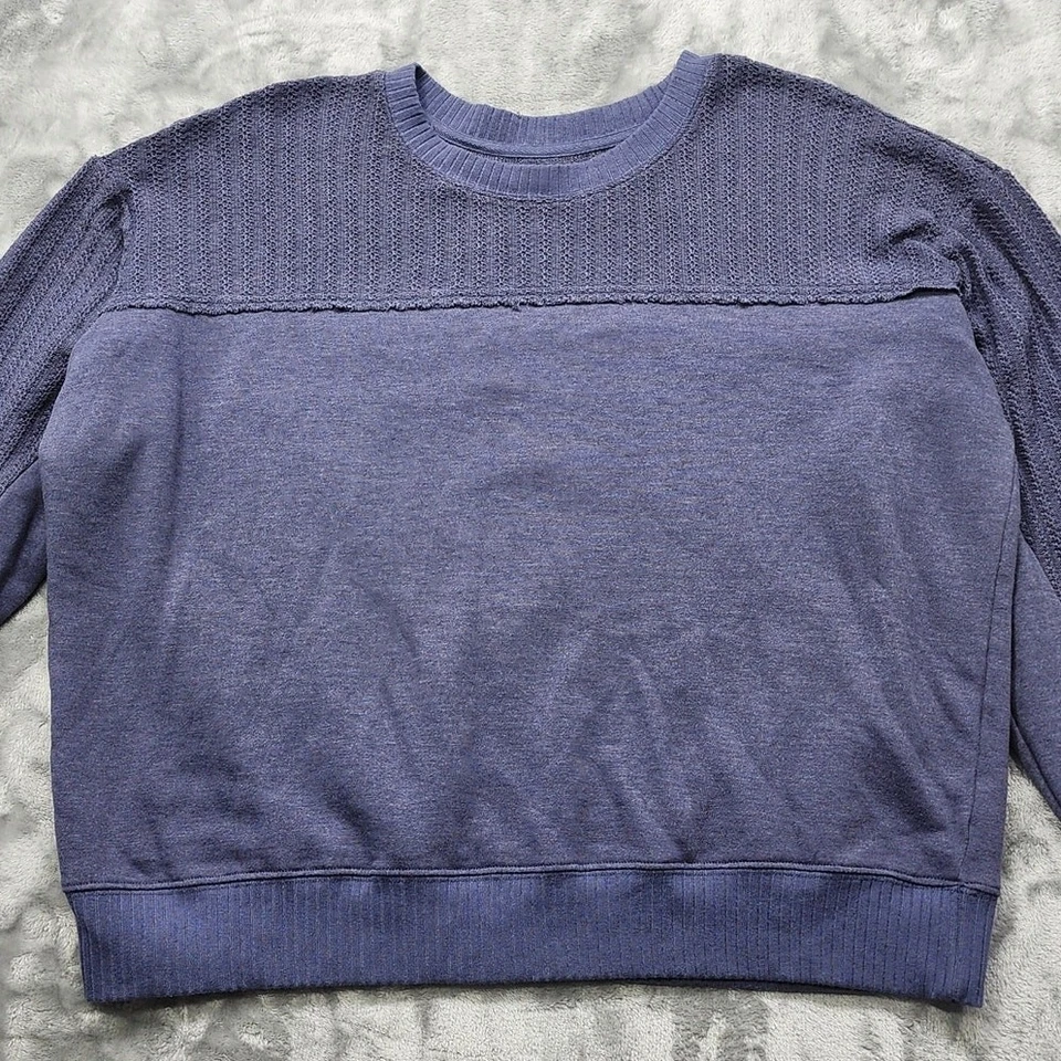 Maurices Sweatshirt XL Blue Knit Mixer Crew Neck Pullover Cotton Blend Casual - Image 2 of 4