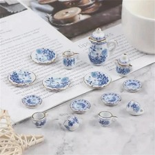 15pc Vintage Miniature White Porcelain Tea Set Pot Cup Plate for Tableware House