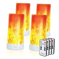 4X LED Flame Effect Light , USB Rechargeable 4 Modes Flickering Flame Yellow