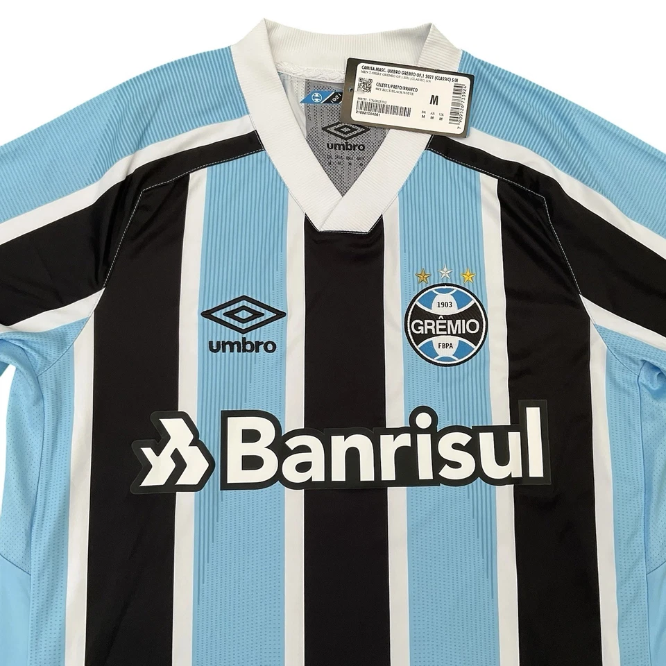 AUTHENTIC GREMIO (BRAZIL) 2021-22 HOME FOOTBALL SHIRT MEDIUM ADULT UMBRO (BNWT) - Image 3 of 4