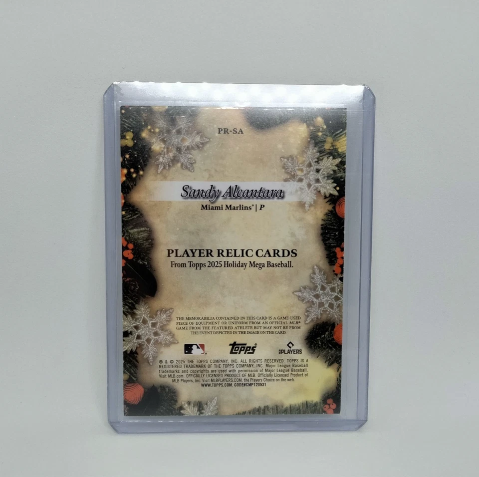 2025 Topps Holiday Sandy Alcantara #PR-SA Player Relic 89/99 - Image 2 of 2