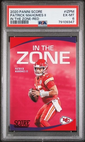 2020 PANINI SCORE IN THE ZONE RED #IZPM PATRICK MAHOMES II PSA 6