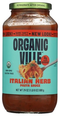 Italian Herb Organicville Pasta Sauce 24 Oz Jar