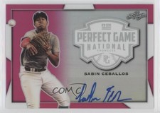 2019 Leaf Perfect Game National Showcase Metal Pink 9/10 Sabin Ceballos Auto nd3