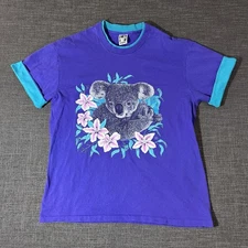 Vintage 90s Purple Teal Koala Graphic Women’s XL