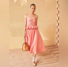 Ulla Johnson Anastasia Dress Dahlia Pink Linen Midi Size 8 NWT $890