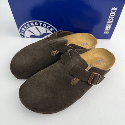 Birkenstock Boston Suede Leather Mocha Soft Footbed Shoes Clog Select Size