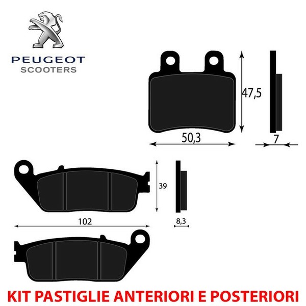 Satz BremsbelÄGe Vorne UND Hinten Peugeot Satelis 600 2004 2005-image