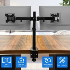 Dual Monitor Mount - Double Arm Desk Clamp Stand for 10-32" VESA Screens