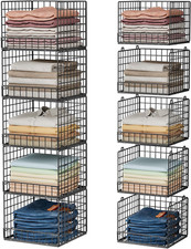 5-Tier Stackable Closet Organizers and Storage Baskets, Closet Shelf Organizer f