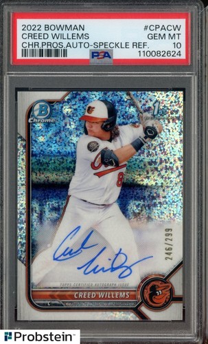 2022 Bowman Chrome Speckle Refractor Creed Willems RC Rookie AUTO /299 PSA 10