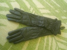 EXCELLED Women Cashmere Lined Black Opera Long Leather Opera Gloves 15" NWT "L"
