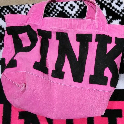 Victoria's Secret Pink Lot w/ Fleece Throw, 2-Plush Dogs, Handbag Neon PINK Logo - Picture 5 of 12