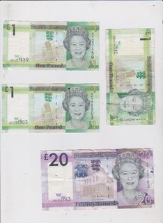 old 4 JERSEY banknotes=£23.