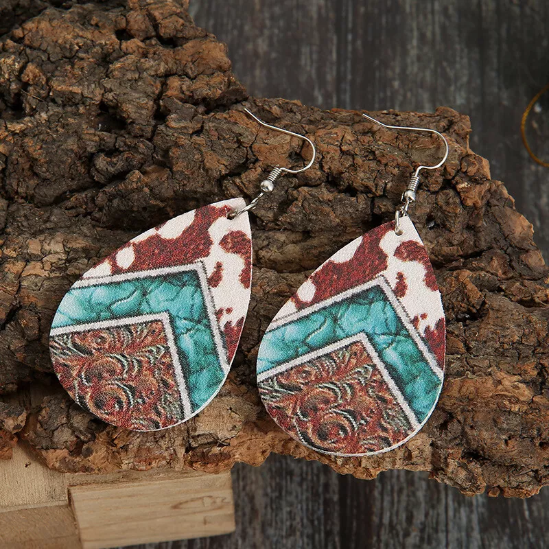 Western faux leather earrings deals