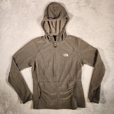 The North Face Hooded Jacket Womens Medium Gray Fleece Polartec TNF Sweatshirt