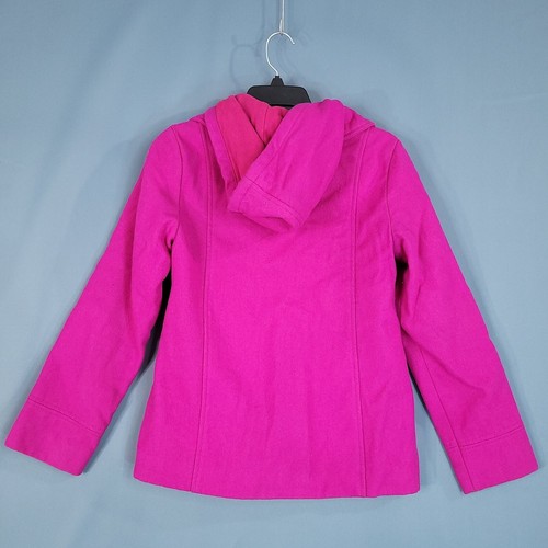 Old Navy Girls Hooded Wool Double Breasted Coat Jacket Hot Pink Size XL (14) - Picture 4 of 8