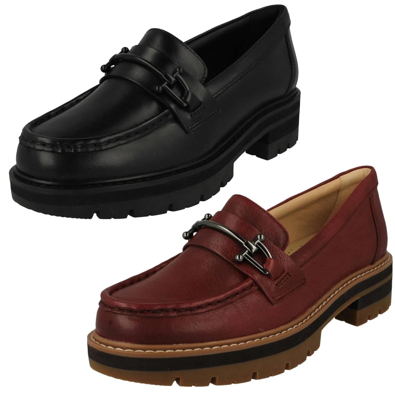 Mocassino donna Clarks pelle slip on suola grossa ispirato scarpe Orianna Bit