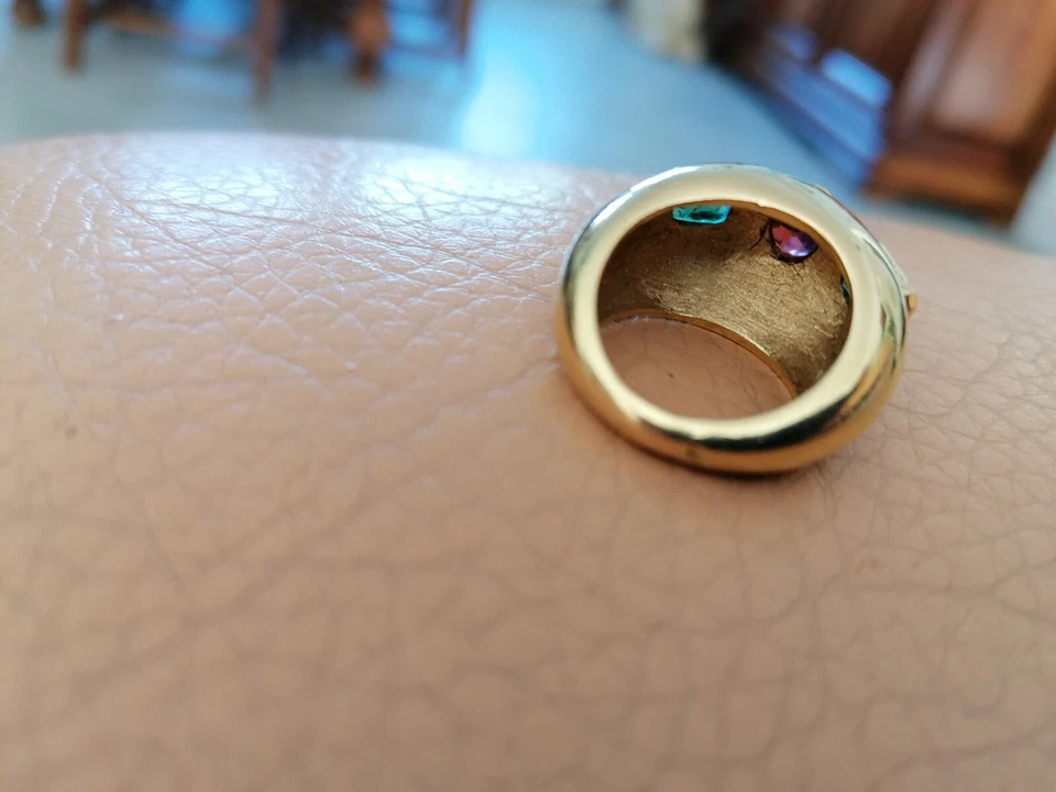 Bague jonc en or jaune 18 carats 17g sertie - Photo 3/4