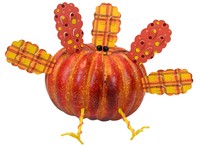 Round Top Collection Plaid Turkey Pumpkin Parts Small Round Top Collection Plaid Turkey Pumpkin Parts Small