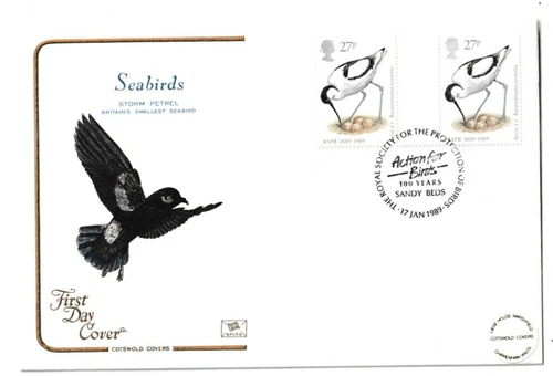 17/1/1989 UK GB FDC - Sea Birds - Storm Petrel - Sandy Special Postmark