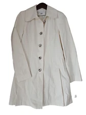 VIA SPIGA Women's Ivory Waterproof Button Trench Coat Jacket Size S Missing Belt