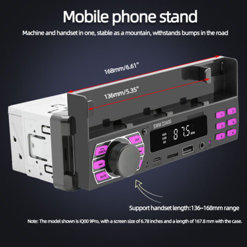 Single 1 DIN Autoradio Radio Sprachsteuerung Bluetooth TYP-C USB FM TF MP3 Player - Bild 3 von 12