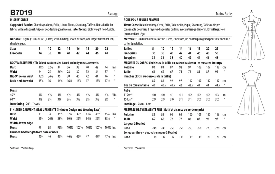 Butterick Sewing Pattern 7019 Misses 14-22 Retro Button Front Dress Vintage 1950 - image 2 of 4