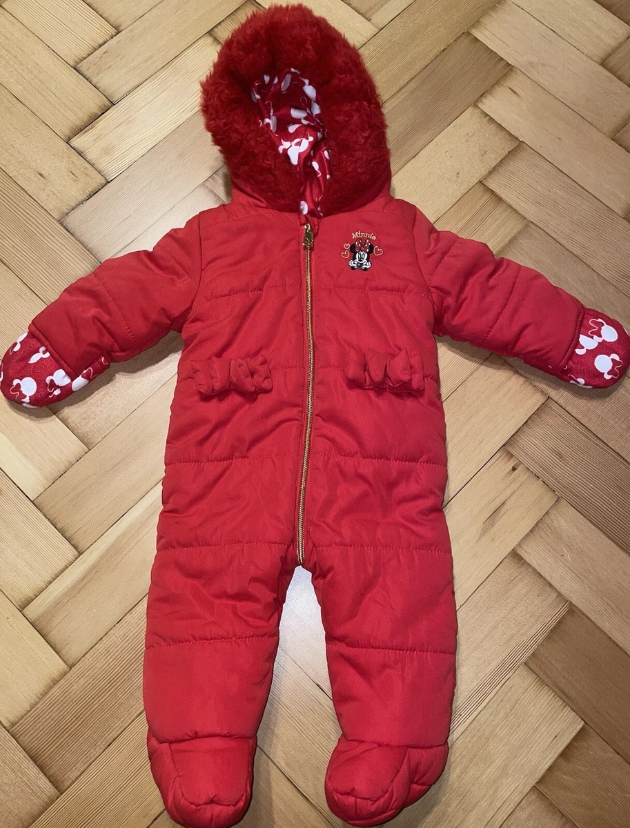 💜 Baby girls 6-9 Months snowsuit pramsuit minnie mouse red coat disney  baby 💜 | eBay