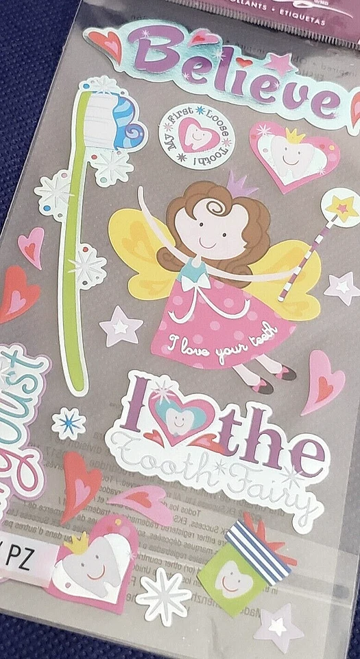 Наклейки металлические стикеры ЗУБНАЯ ФЕЯ - 19 шт. - Изображение 3 из 4