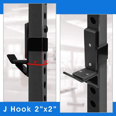 Yes4All J-Hooks halterhouder voor power rack - J haak halterrek/fitnessrekken J haak - geschikt voor 5x5 cm vierkante buis (paar