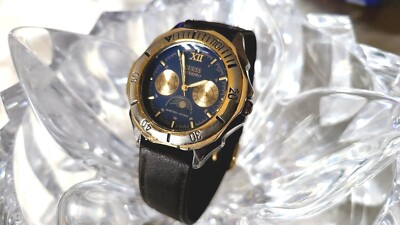 Vintage GUESS Men 50m Moon Phase Quartz Day/Date Watch | eBay
