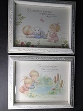 2 Framed Children's Prints Psalm 23:2 104:31 Bible Verse Wall Decor 13 x 10.5"