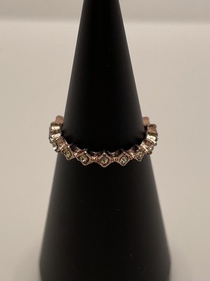 Rose Gold Tone Skinny Rhinestone Band Size 7 Unmarked