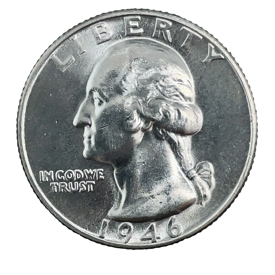 1946 BU/UNC DDO (FS-101 or VP-004) 90% Silver Washington Quarter 25c U.S Coin #1 - Image 2 of 4