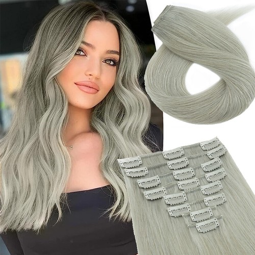 LIQUIDACIÓN Clip en Extensiones de Cabello 100% Humano 8 PIEZAS Cabeza Completa Rubio Recto - Imagen 39 de 41