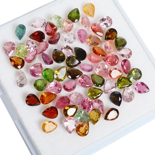 19.90 Ct Natural Multi Tourmaline 5mmx4mm Pear Calibrated Cut Unheated Gemstones - Picture 9 of 9